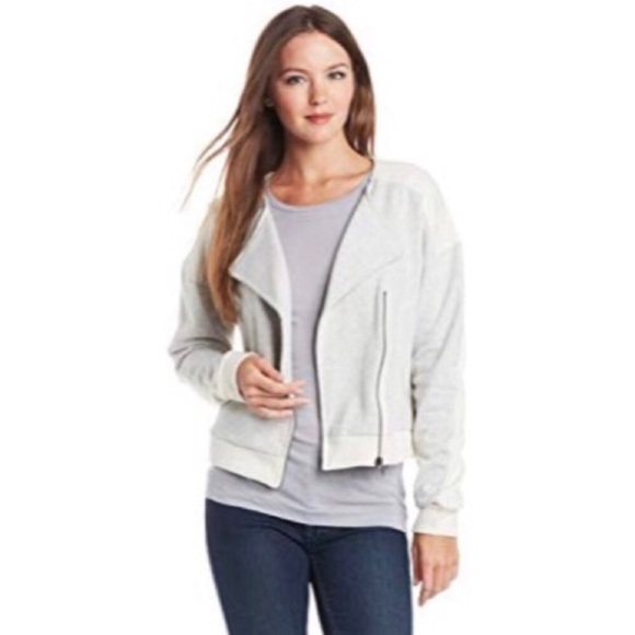 Kut from the Kloth Knit Two Tone Color Block Cotton Blend Moto Jacket EUC Size M - Picture 2 of 9